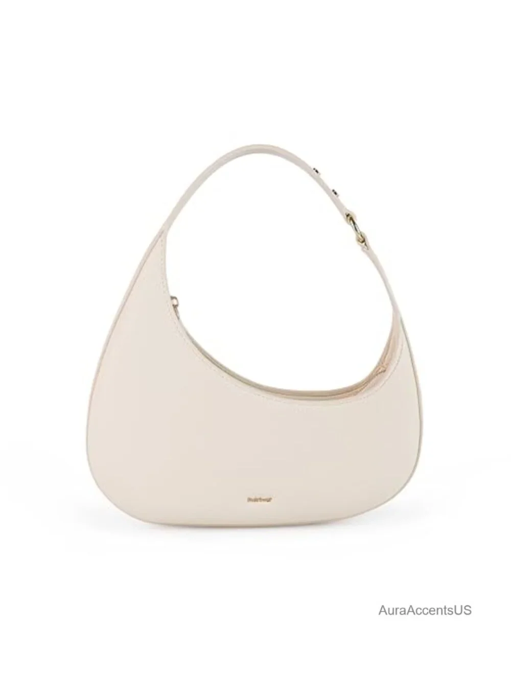Small Crescent Shoulder Bag, Mini Vegan Leather Hobo Purse with Zipper